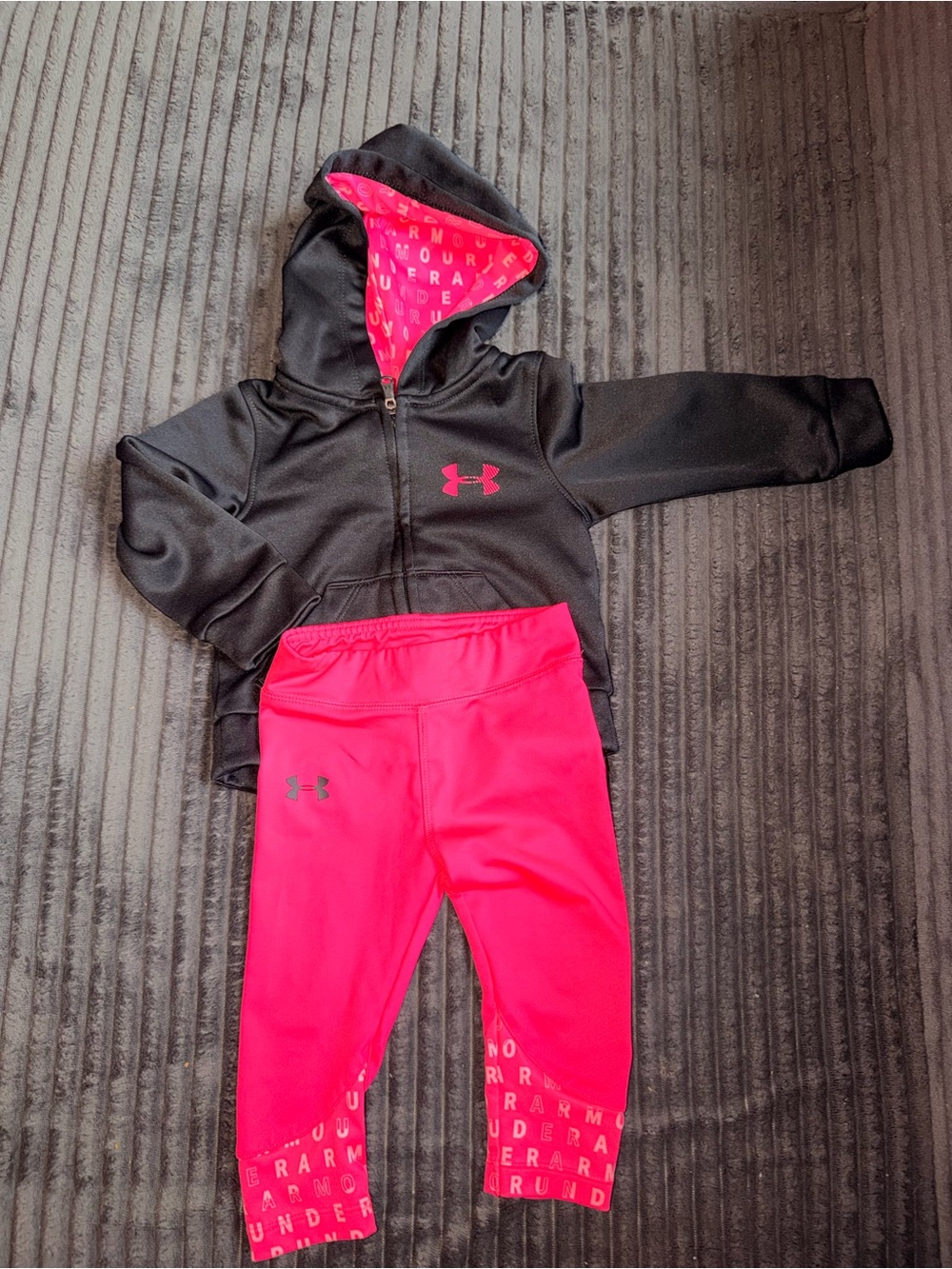 Under Armour toddler Black Hoodie & Pink Leggings Set